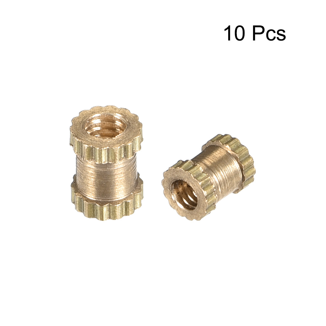 uxcell Uxcell M2 x 4mm(L) x 3.5mm(OD) Brass Knurled Threaded Insert Embedment Nuts, 10 Pcs