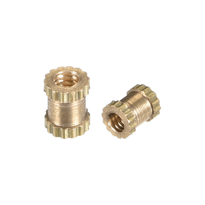 Harfington Uxcell M2 x 4mm(L) x 3.5mm(OD) Brass Knurled Threaded Insert Embedment Nuts, 10 Pcs