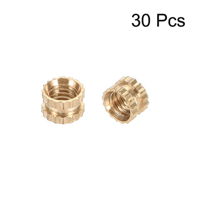 Harfington Uxcell Knurled Insert Nuts, M3 x 3mm(L) x 4mm(OD) Female Thread Brass Embedment Assortment Kit, 30 Pcs