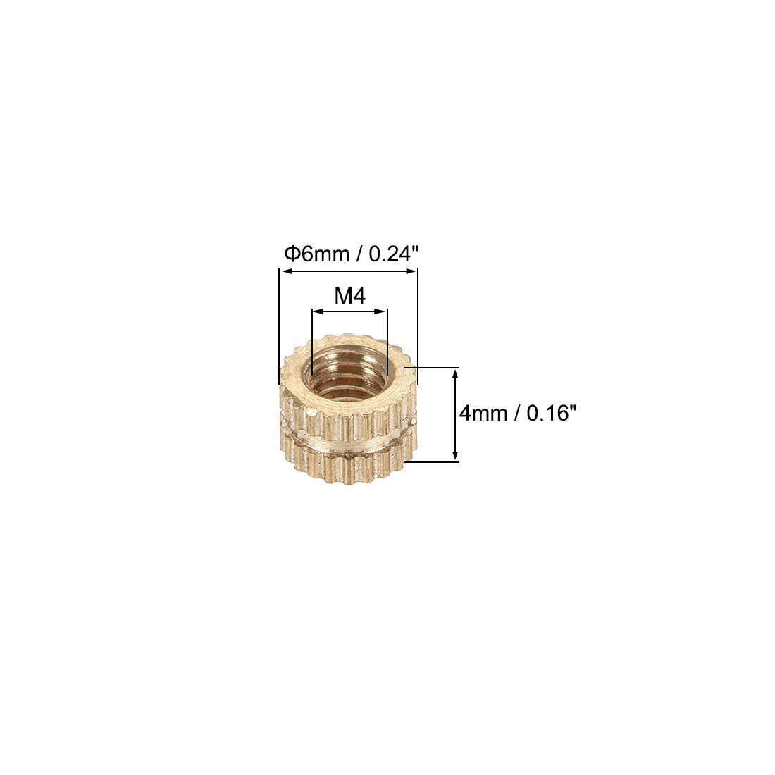 uxcell Uxcell M4 x 0.7mm Female Brass Knurled Threaded Insert Embedment Nut for 3D Printer, 100Pcs