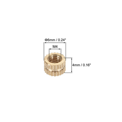 Harfington Uxcell M4 x 0.7mm Female Brass Knurled Threaded Insert Embedment Nut for 3D Printer, 100Pcs