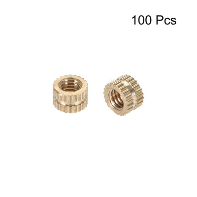 Harfington Uxcell M4 x 0.7mm Female Brass Knurled Threaded Insert Embedment Nut for 3D Printer, 100Pcs