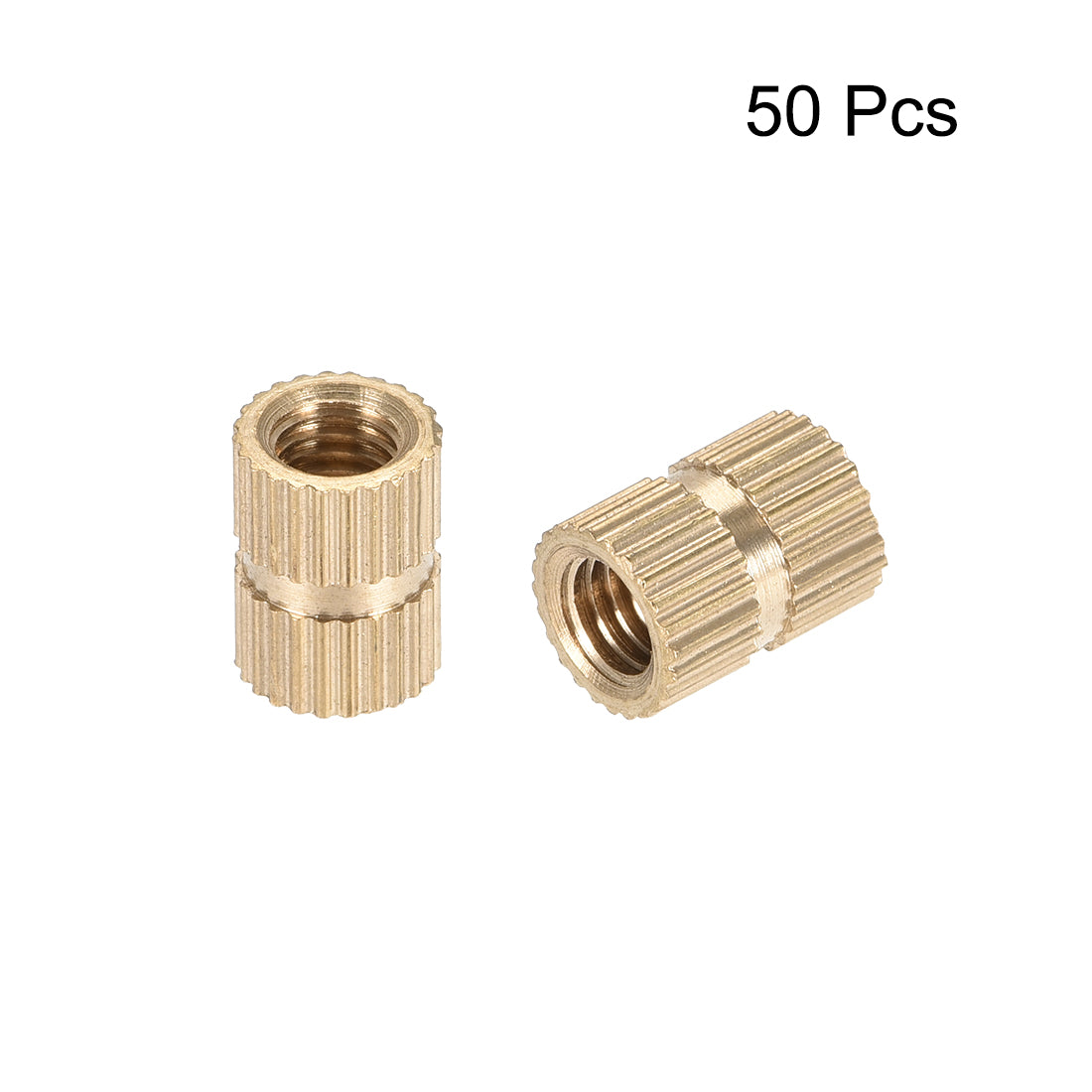 uxcell Uxcell Knurled Insert Nuts, M5 x 10mm(L) x 7mm(OD) Female Thread Brass Embedment Assortment Kit, 50 Pcs