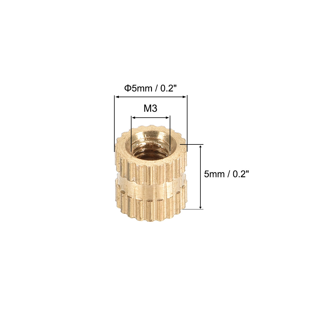 uxcell Uxcell M3 x 0.5mm Female Brass Knurled Threaded Insert Embedment Nut for 3D Printer, 50Pcs