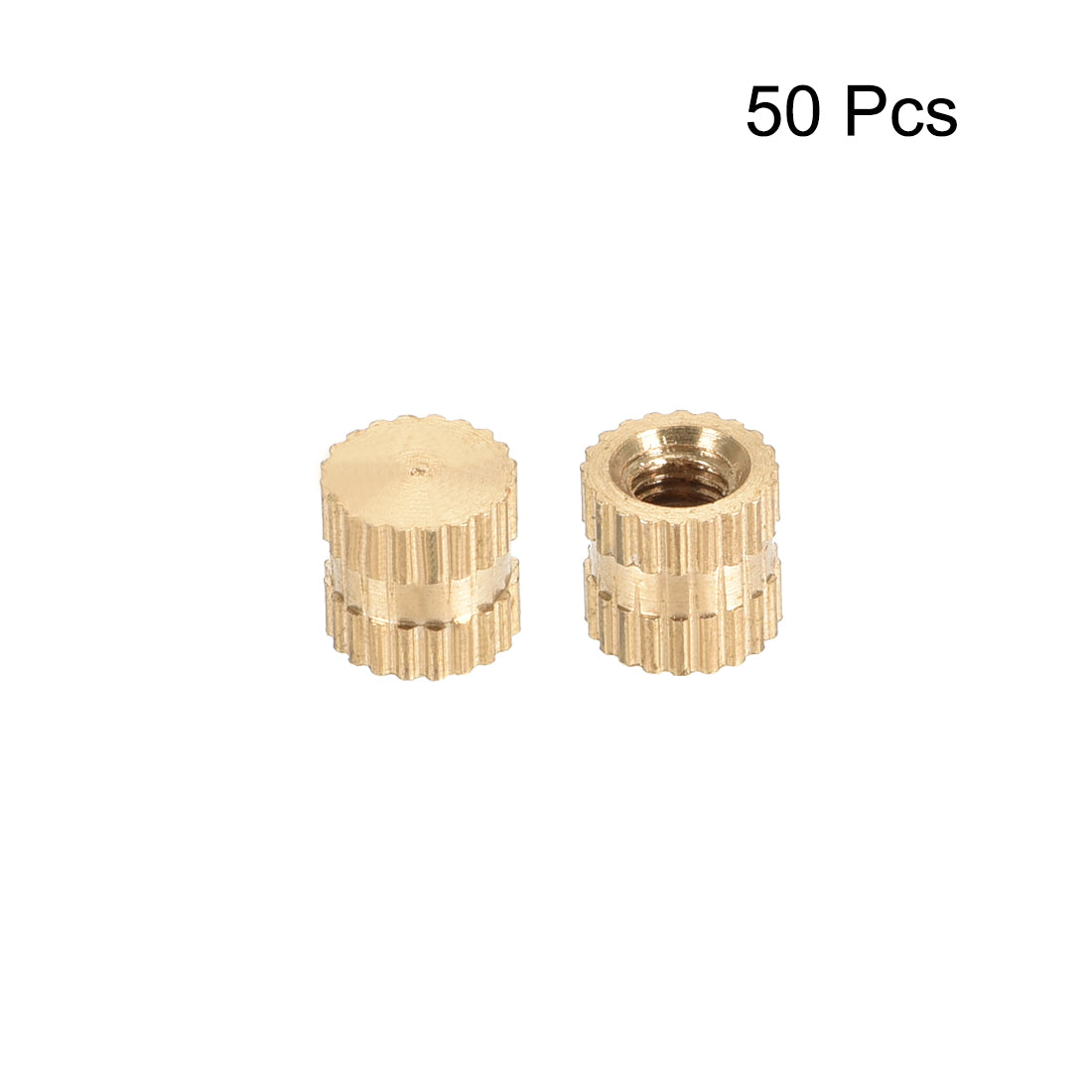 uxcell Uxcell M3 x 0.5mm Female Brass Knurled Threaded Insert Embedment Nut for 3D Printer, 50Pcs