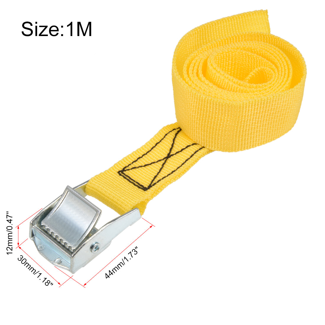 uxcell Uxcell 1M x 25mm Lashing Strap Cargo Tie Down Straps w Cam Lock Buckle 250Kg Work Load, Yellow, 2Pcs