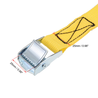 Harfington Uxcell 1M x 25mm Lashing Strap Cargo Tie Down Straps w Cam Lock Buckle 250Kg Work Load, Yellow, 2Pcs