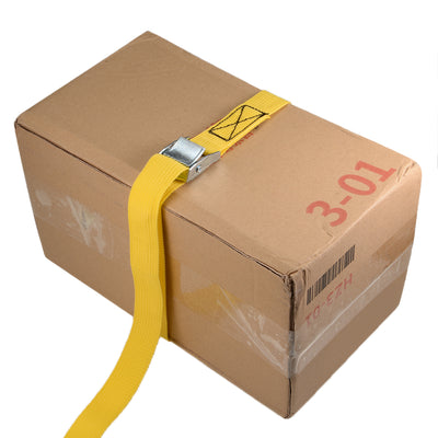 Harfington Uxcell 1M x 25mm Lashing Strap Cargo Tie Down Straps w Cam Lock Buckle 250Kg Work Load, Yellow, 2Pcs