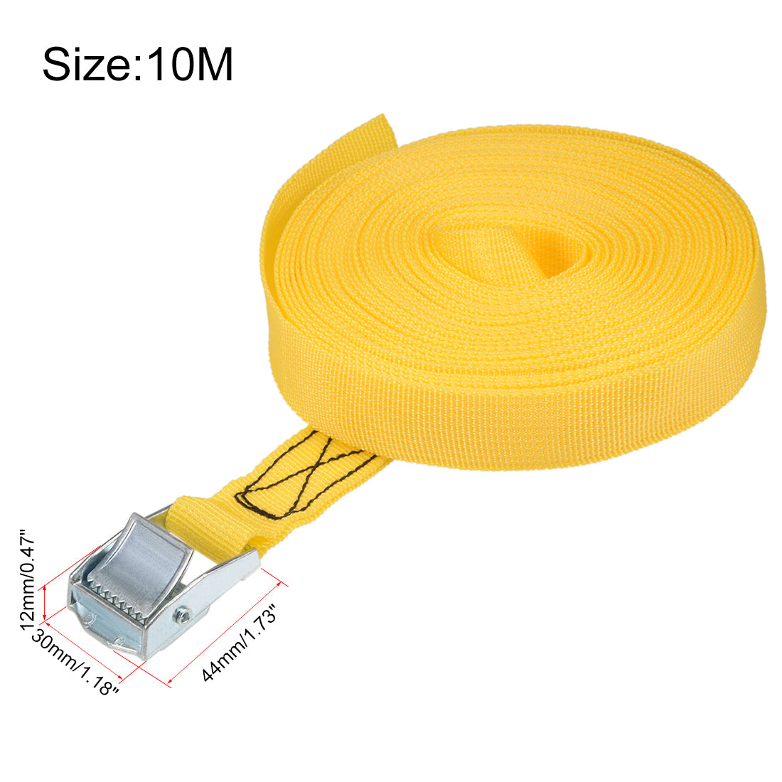 uxcell Uxcell 10M x 25mm Lashing Strap Cargo Tie Down Straps w Cam Lock Buckle 250Kg Work Load, Yellow, 2Pcs