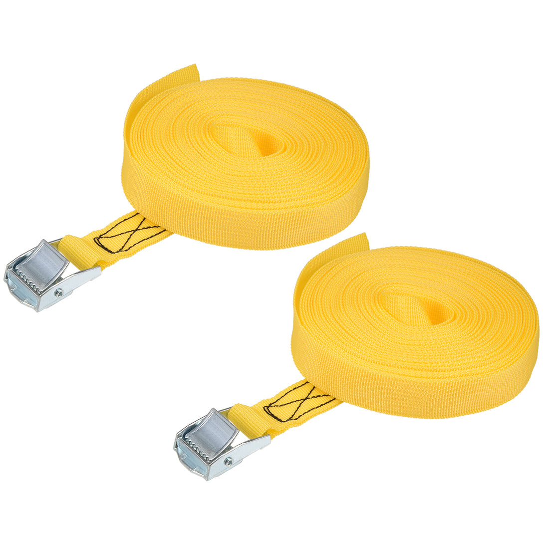 uxcell Uxcell 10M x 25mm Lashing Strap Cargo Tie Down Straps w Cam Lock Buckle 250Kg Work Load, Yellow, 2Pcs