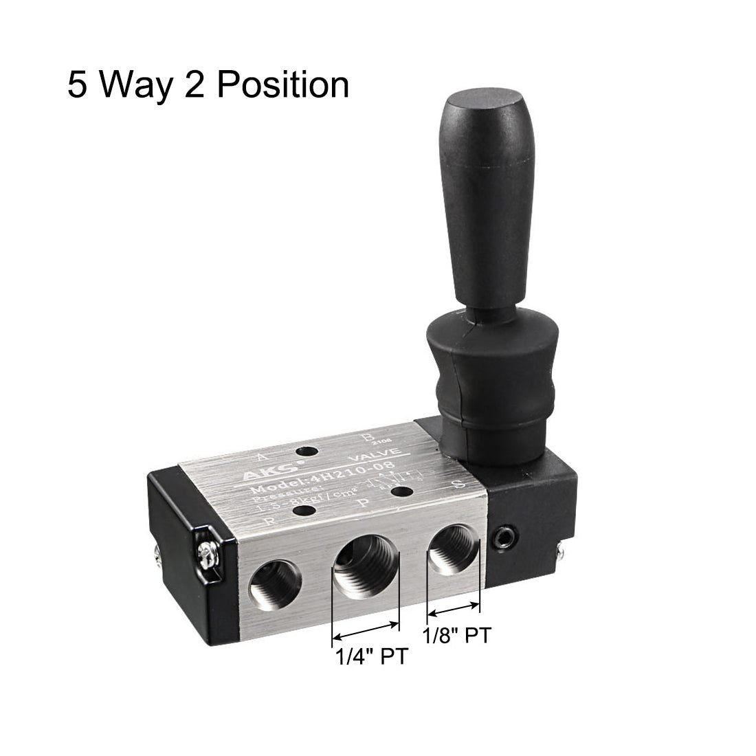 uxcell Uxcell Manual Hand Pull Solenoid Valve 2 Position 5 Way Pneumatic 1/4" PT Air Hand Lever Operated with 6mm OD Connect Fitting and Brass Exhaust Muffler