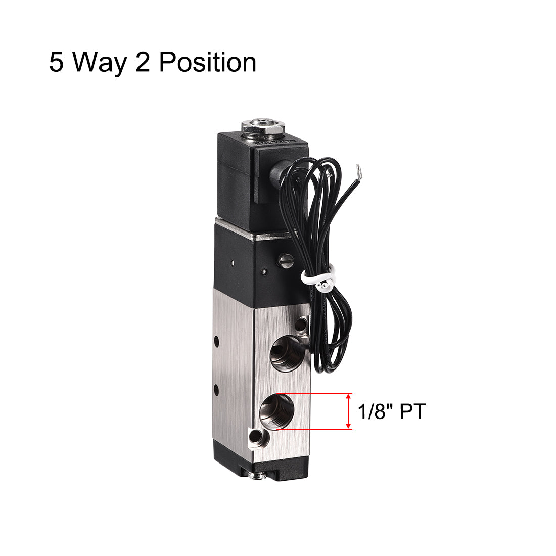 uxcell Uxcell 4V110-06 Pneumatic Air Electrical Control Solenoid Valve DC 12V 5 Way 2 Position 1/8" PT Internally Single Piloted Acting Type