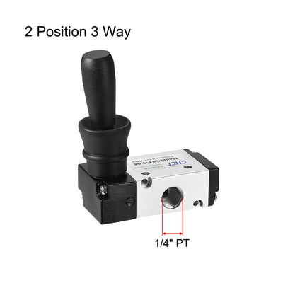 Harfington Uxcell 2 Stück Manual Lufthandhebel Hebelventil Magnetventil 2 Position 3 Wege 1/4" PT-Gewinde