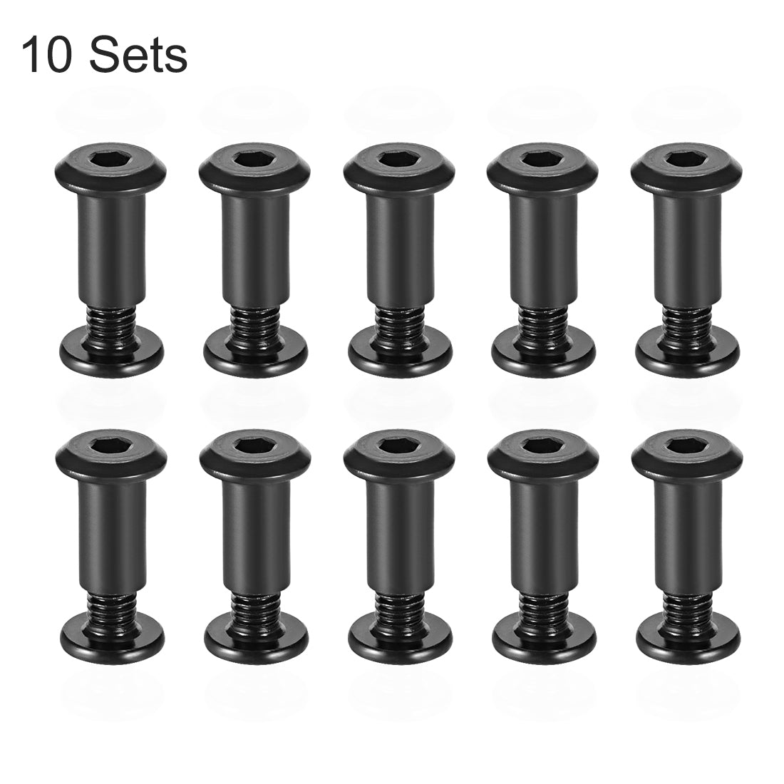 uxcell Uxcell Screw Post Male M6x10mm Belt Buckle Binding Bolts Carbon Steel Black 10 Sets