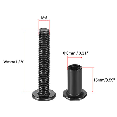 Harfington Uxcell Screw Post Male M6x35mm Binding Bolts Carbon Steel Black 10 Sets