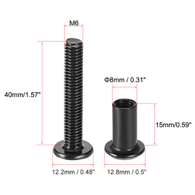 Harfington Uxcell 10Sätze Schraubsäule 5/16"(8mm) Außen M6x40mm Festigung Kohlenstoffstahl Schwarz