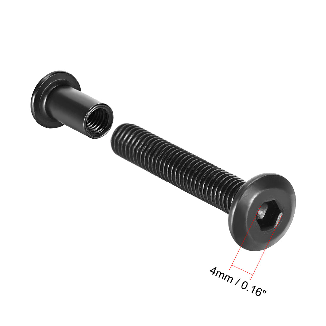 uxcell Uxcell 10Sätze Schraubsäule 5/16"(8mm) Außen M6x40mm Festigung Kohlenstoffstahl Schwarz