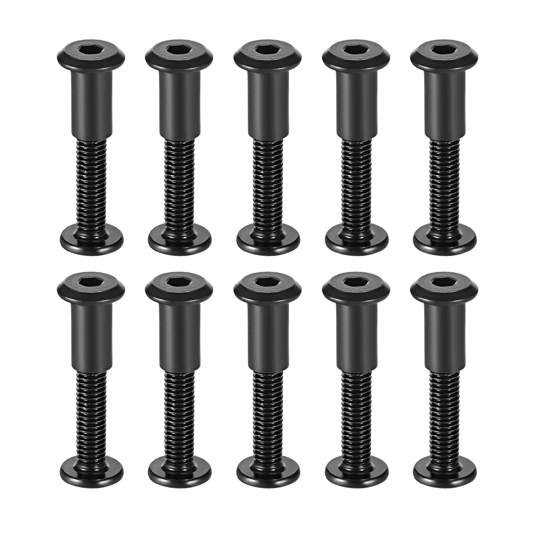 uxcell Uxcell 10Sätze Schraubsäule 5/16"(8mm) Außen M6x40mm Festigung Kohlenstoffstahl Schwarz