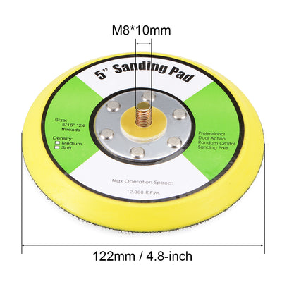 Harfington Uxcell 5-Inch Hook and Loop Sanding Pad, 5/16-Inchx10mm Thread, Sandpaper Backing Plate for Sander Polisher 2 Pcs