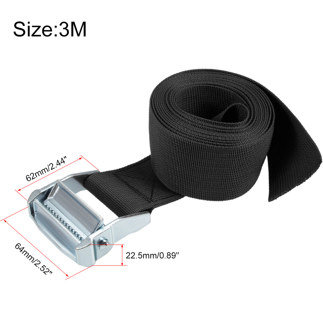 uxcell Uxcell 3Meters x 5cm Lashing Strap Cargo Tie Down Straps with Cam Lock Buckle 500Kg Work Load, Black