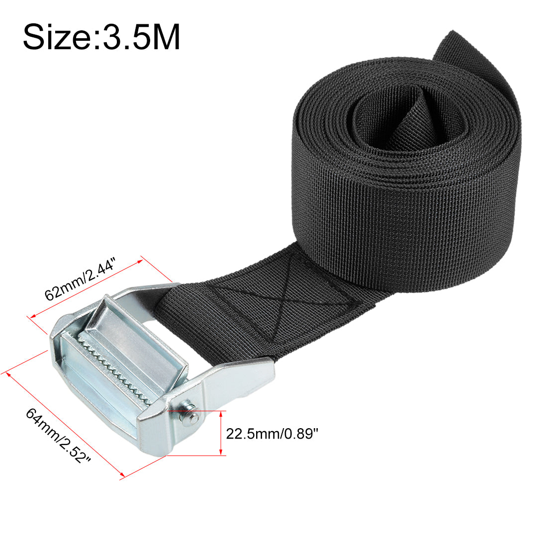 uxcell Uxcell 3.5M x 5cm Lashing Strap Cargo Tie Down Straps with Cam Lock Buckle 500Kg Work Load, Black