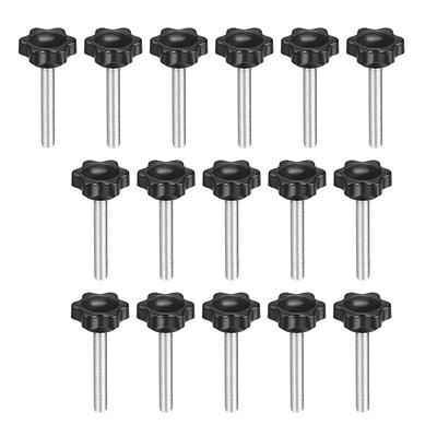 Harfington Uxcell Clamping Screw Knob , Plum Hex Shaped Grips Star Knob M6 × 50mm Male Thread , 16 Pcs