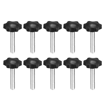 Harfington Uxcell Clamping Screw Knob , 31mm Dia Plum Hex Shaped Grips Star Knob M8 × 50mm Male Thread , 10pcs