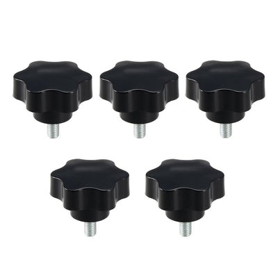 Harfington Uxcell Clamping Screw Knob , 50mm Dia Plum Hex Shaped Grips Star Knob M8 × 16mm Male Thread , 5pcs