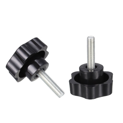 Harfington Uxcell Clamping Screw Knob Plum Hex Shaped Grips Star Knob Male Thread 4pcs