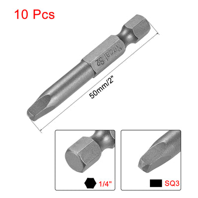 Harfington Uxcell 10Stk. 1/4" Sechskantschaft 50mm Vierkantkopf SQ3 Magnetisch S2 Schraubendreher