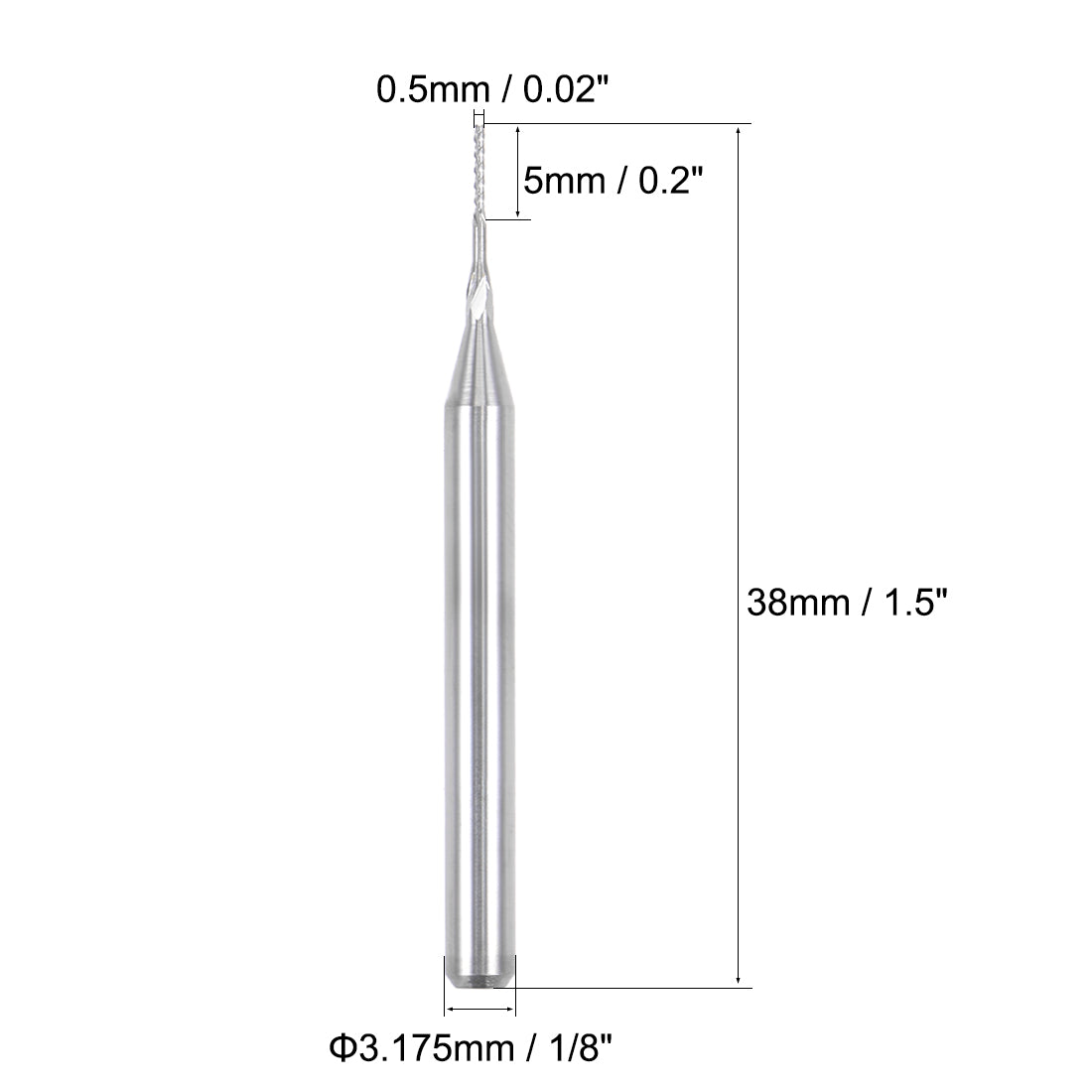 uxcell Uxcell 10Pcs 0.5mm Carbide End Mill Engraving Milling Cutter CNC Router Bits for PCB Machine, 1/8" Shank