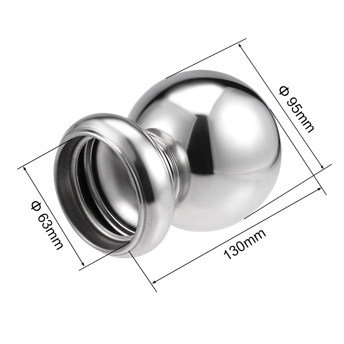 uxcell Uxcell 304 Edelstahl hohl Kappe Kugel Ball mit Basis für Geländer Treppe Spindel 95mm Durchmesser