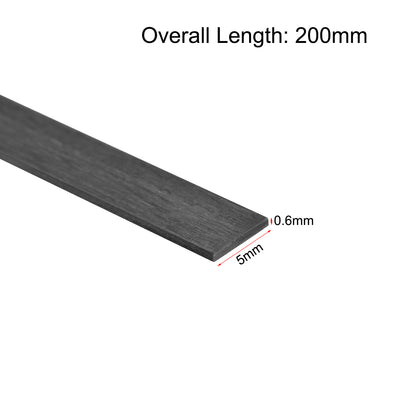 Harfington Uxcell 5Stk.Kohlefaserstreifen pultrudierter Stab 0,6mm Dicke x 5mm Breite x 200mm