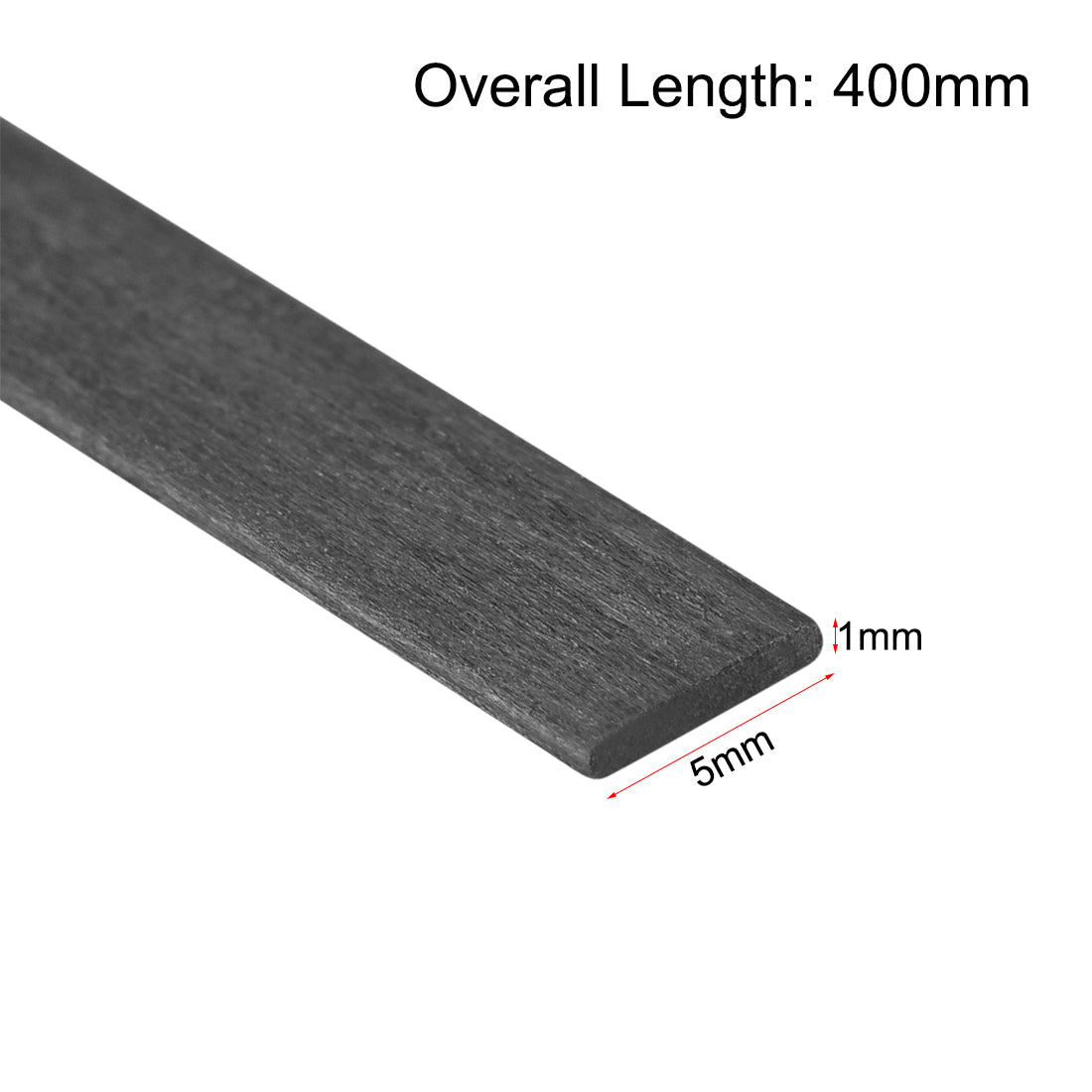 uxcell Uxcell Carbon Fiber Strip Bars 1x5mm 400mm Length Pultruded Carbon Fiber Strips for Kites, RC Airplane 5 Pcs