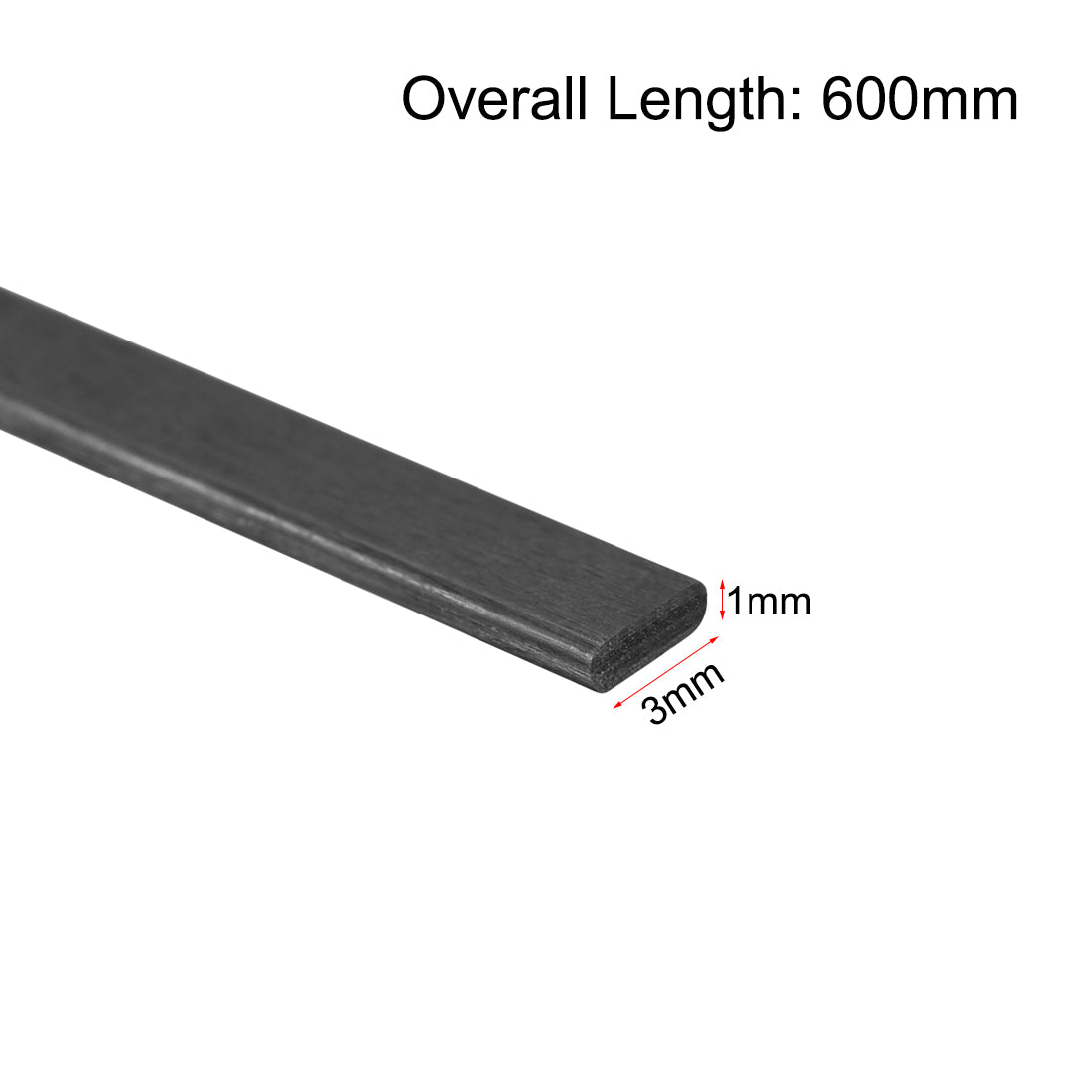 uxcell Uxcell Carbon Fiber Strip Bars 1x3mm 600mm Length Pultruded Carbon Fiber Strips for Kites, RC Airplane 5 Pcs