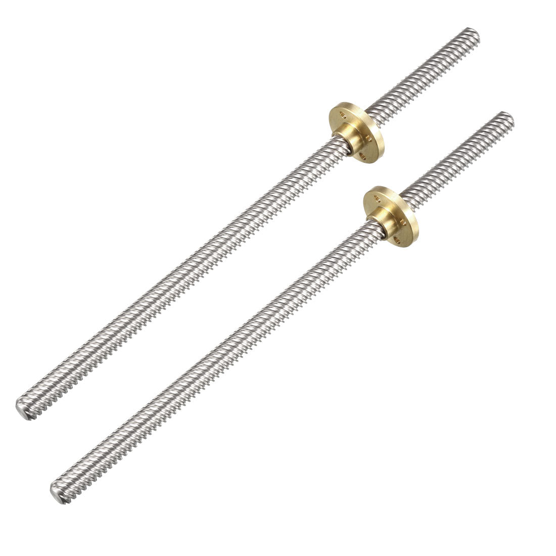 uxcell Uxcell 2PCS 200mm T8 Pitch 2mm Lead 8mm Lead Screw Rod with Copper Nut for 3D Printer