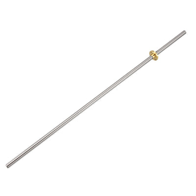 Harfington Uxcell 500mm T8 Pitch 2mm Lead 8mm Lead Screw Rod with Copper Nut for 3D Printer