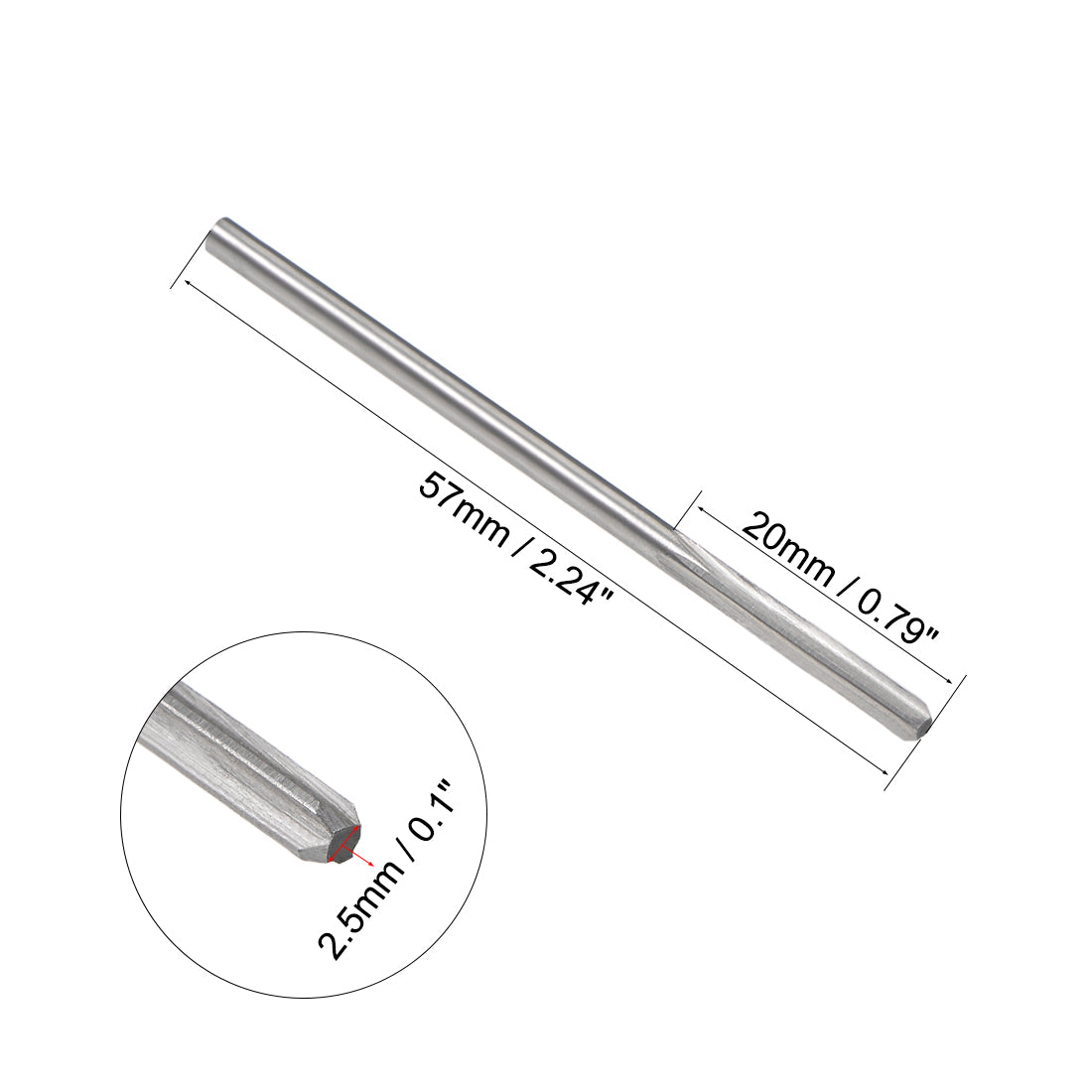 uxcell Uxcell 2.5mm Chucking Reamer HSS H8 4 Straight Flutes Machine Milling Cutter Tool