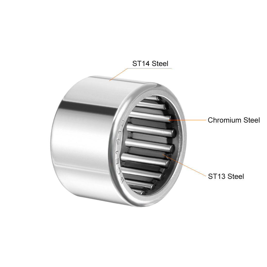 uxcell Uxcell Needle Roller Bearings, Open End, Stamping Steel Drawn Cup Inch