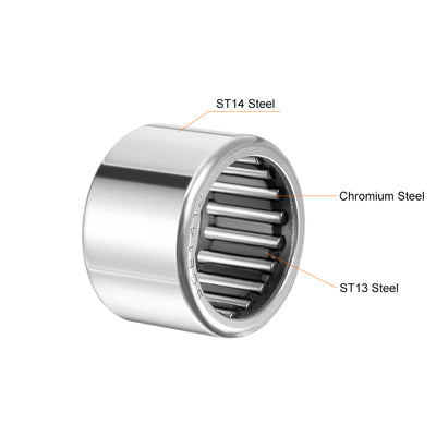 Harfington Uxcell Needle Roller Bearings, Open End, Stamping Steel Drawn Cup Inch