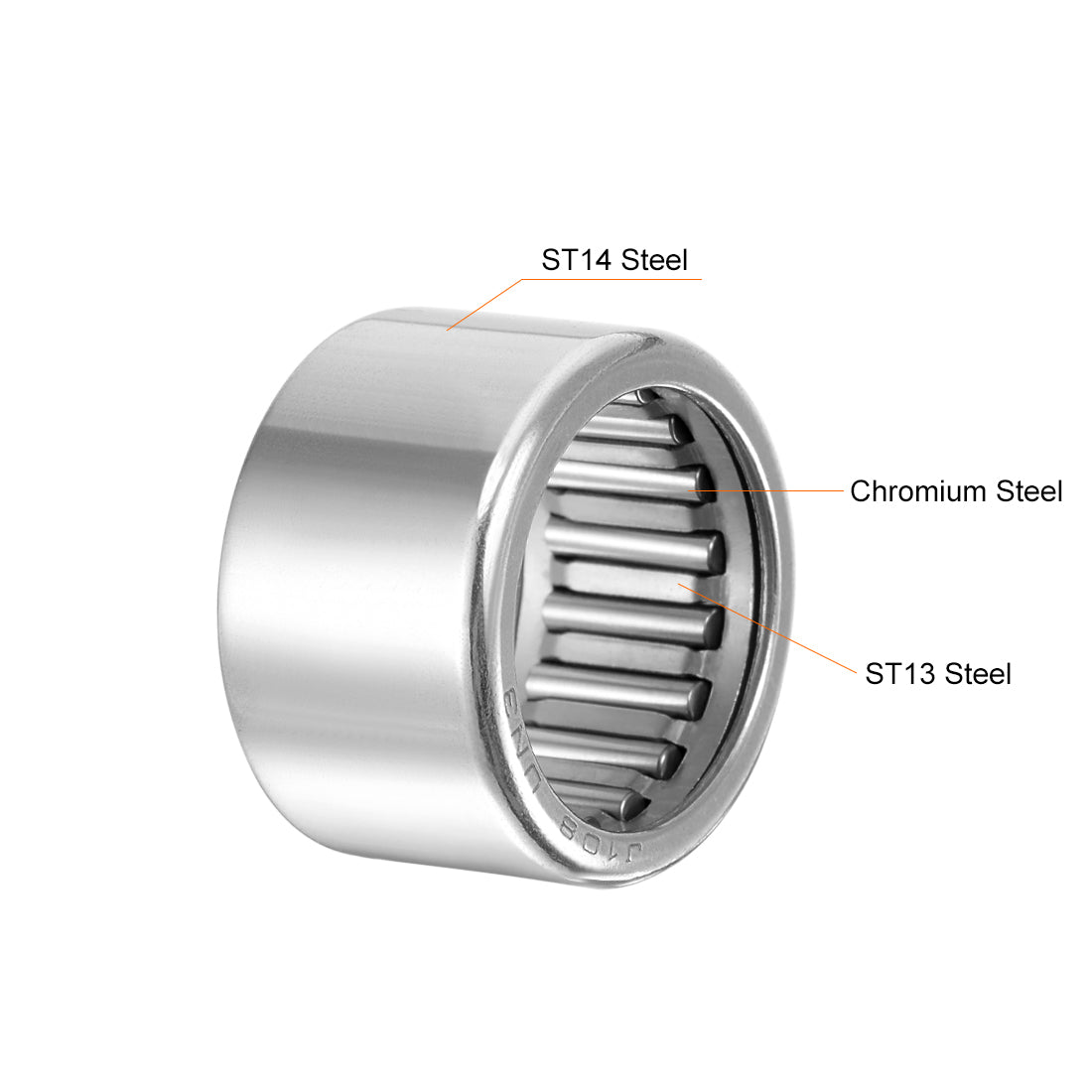 uxcell Uxcell Needle Roller Bearings, Open End Stamping Steel Drawn Cup Inch