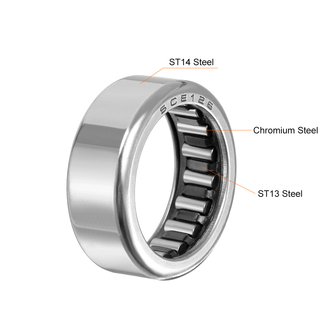 uxcell Uxcell Needle Roller Bearings, Open End, Stamping Steel Drawn Cup, Inch