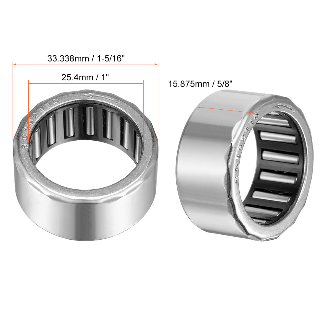 uxcell Uxcell RC101410 Needle Roller Bearings, One Way Bearing, 5/8" Bore 7/8" OD 5/8" Width