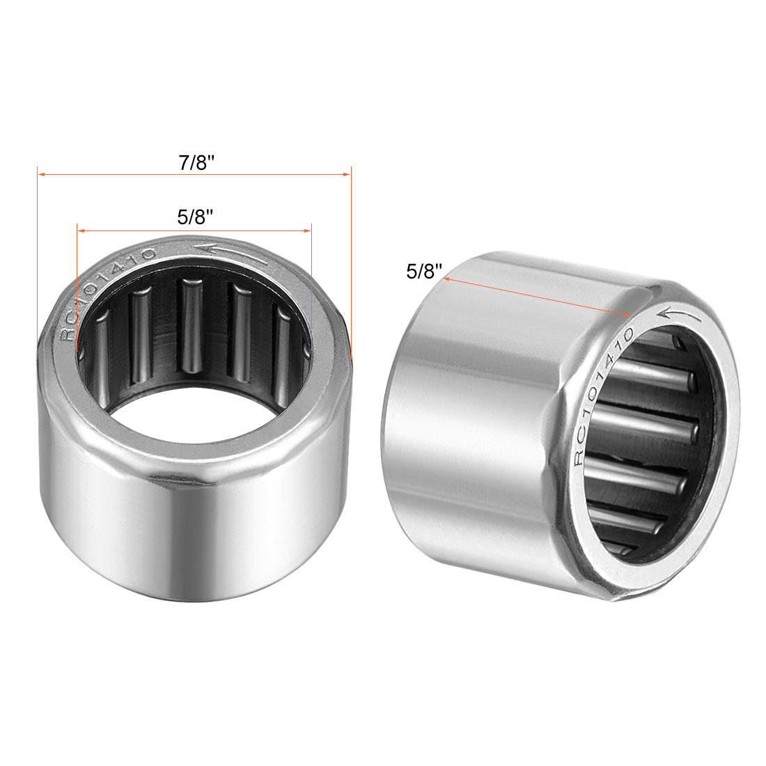 uxcell Uxcell RC101410 Needle Roller Bearings, One Way Bearing, 5/8" Bore 7/8" OD 5/8" Width 5pcs