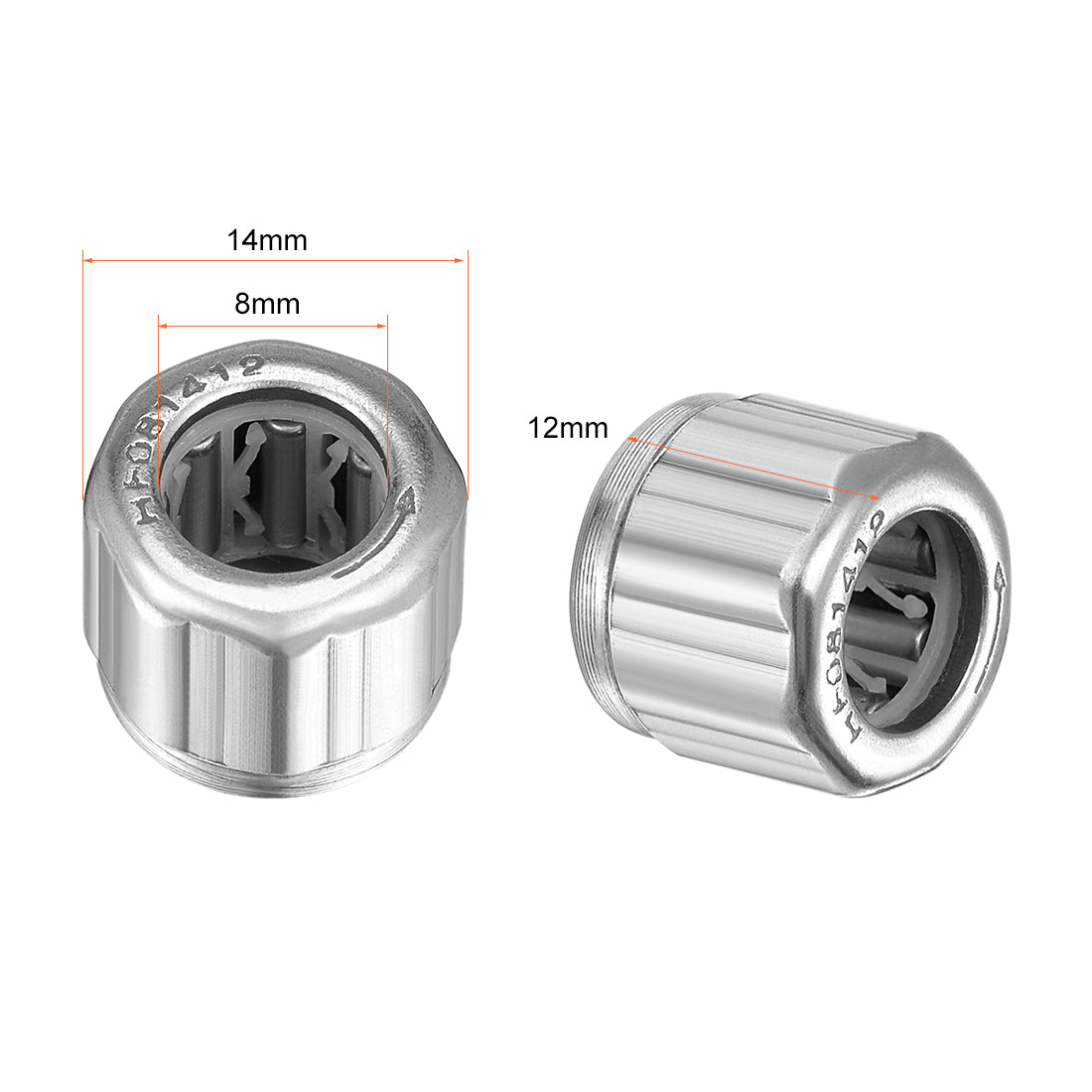 uxcell Uxcell HF081412 Nadellager Einweglager 8 mm Bohrung, 14 mm Außendurchmesser, 12 mm Breite