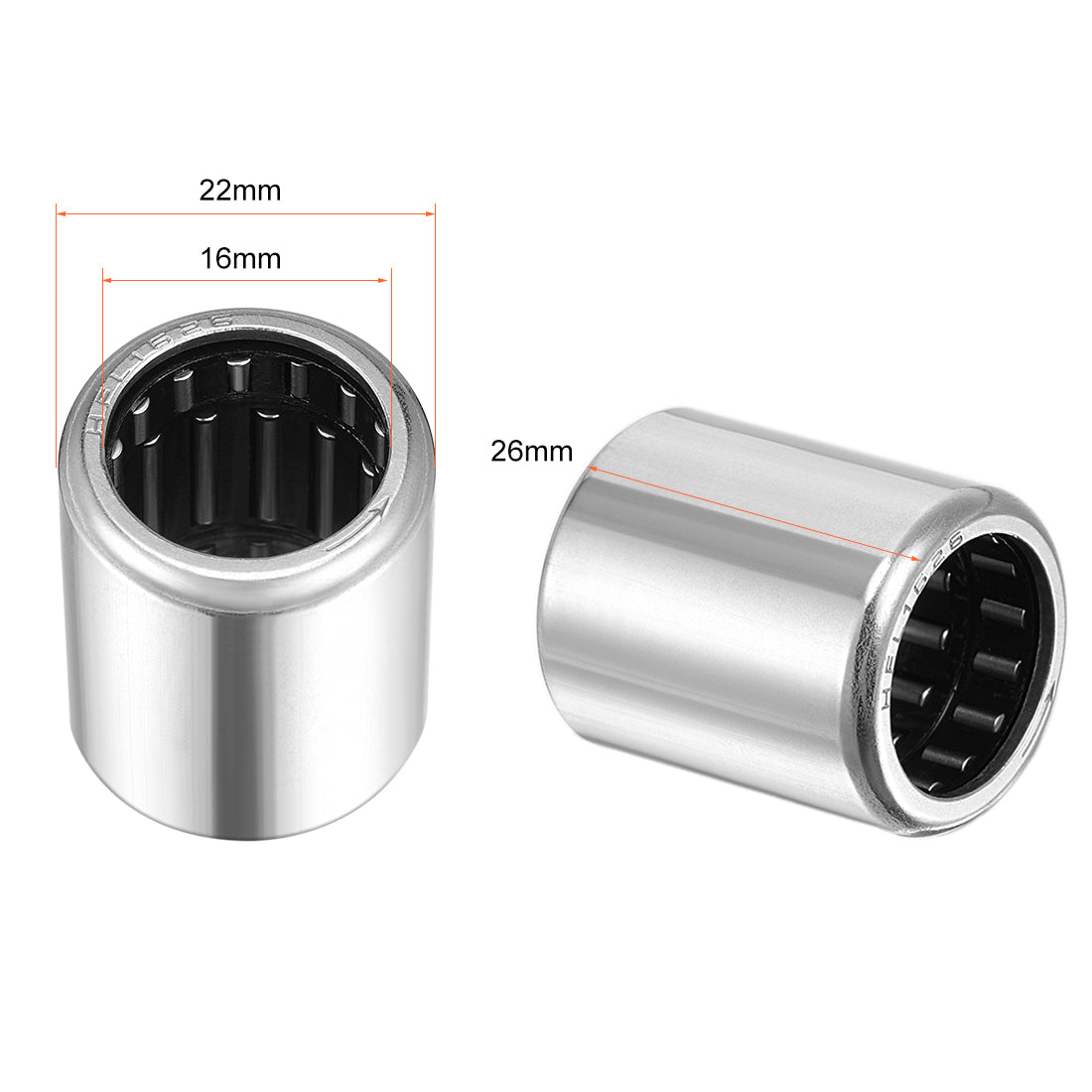 uxcell Uxcell Needle Roller Bearings 14mm Bore 20mm OD 26mm Width Chrome Steel One Way Bearing