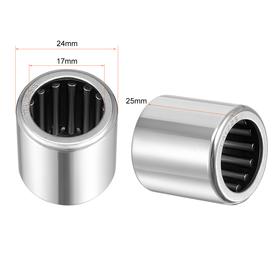 uxcell Uxcell TA2030 Needle Roller Bearings 20mm x 27mm x 30mm Chrome Steel Open End 2pcs