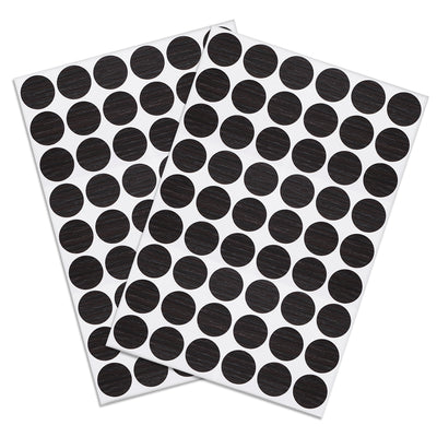 Harfington Uxcell Screw Hole Covers Stickers Textured Plastic Self Adhesive Stickers for Wood Furniture Cabinet Shelve Plate 21mm Dia 108pcs in 2Sheet Black, PC-107