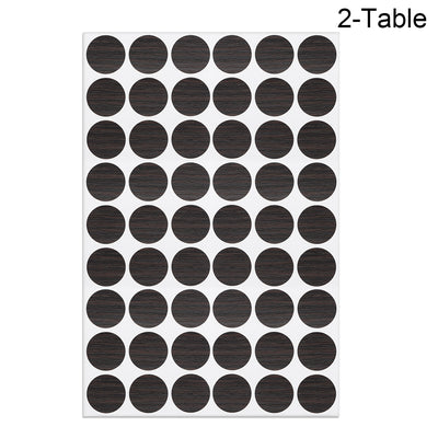 Harfington Uxcell Screw Hole Covers Stickers Textured Plastic Self Adhesive Stickers for Wood Furniture Cabinet Shelve Plate 21mm Dia 108pcs in 2Sheet Dark Coffee