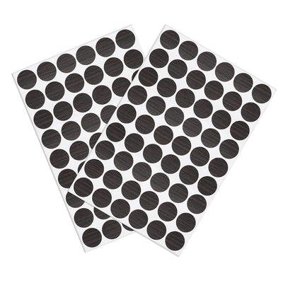 Harfington Uxcell Screw Hole Covers Stickers Textured Plastic Self Adhesive Stickers for Wood Furniture Cabinet Shelve Plate 21mm Dia 108pcs in 2Sheet Dark Coffee